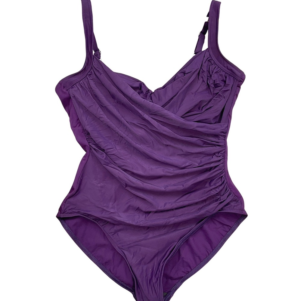 Miraclesuit 1 Pc‎ Swimsuit Women S Purple Ruched Tummy Control